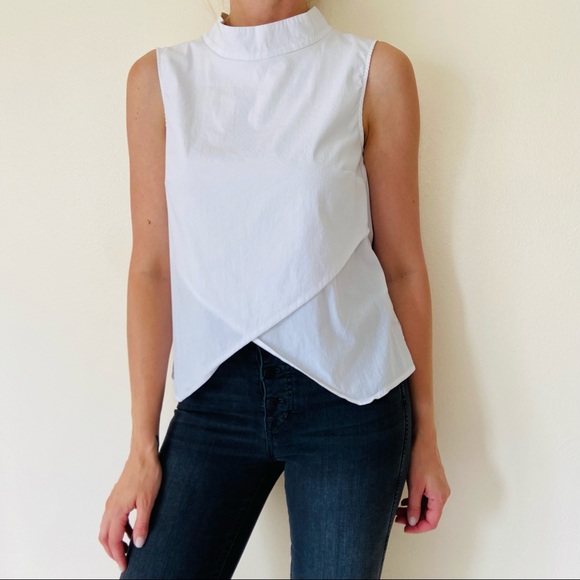 Manila Grace cotton halter high neck sleeveless lightweight asymmetric shirt top - Picture 2 of 7